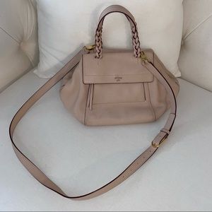 Tory Burch Half Moon Satchel Leather Tote - Blush